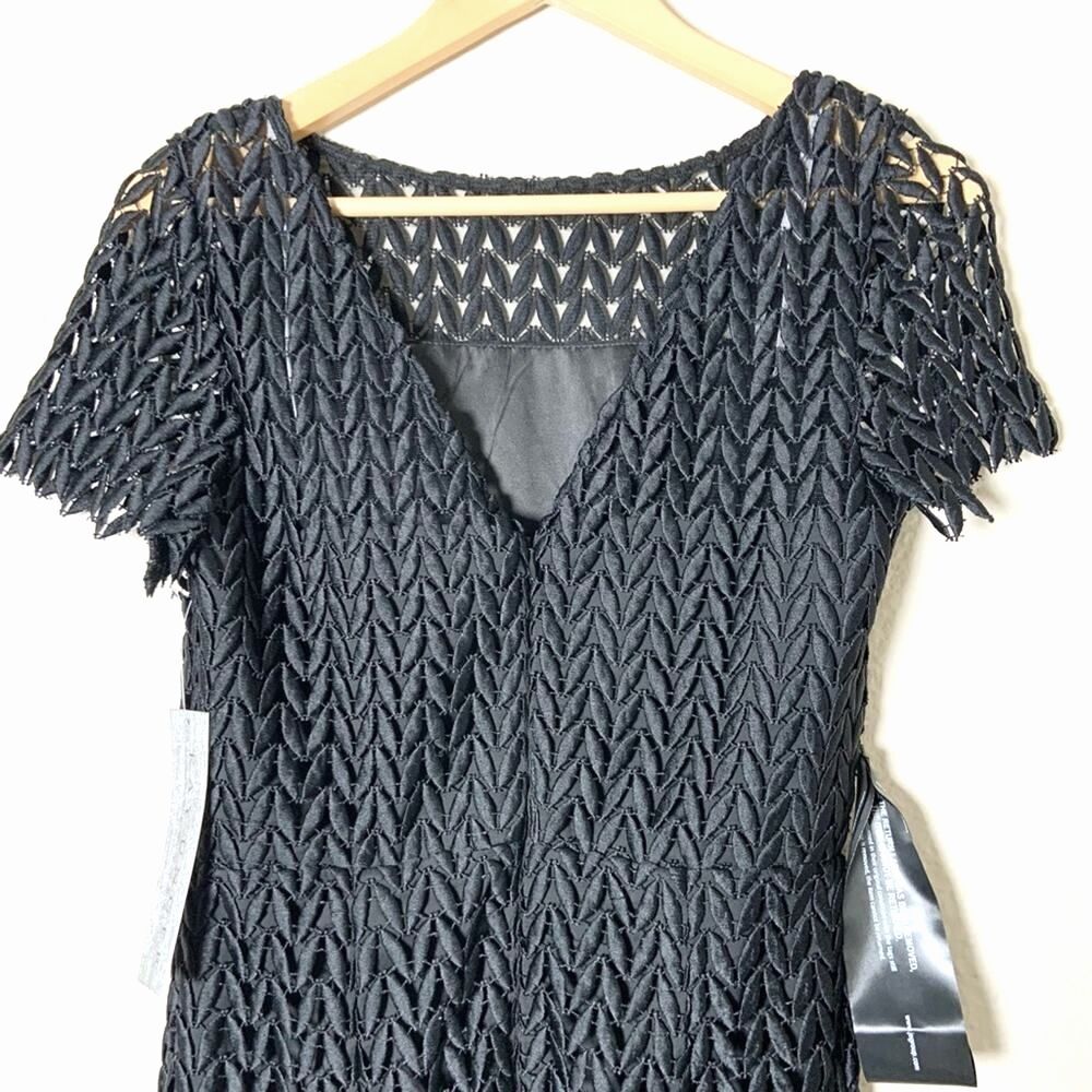 Kay Unger Tatum Floral Lace Midi Dress Black Classic Classy Old Money NWT Size 4 - Picture 9 of 15